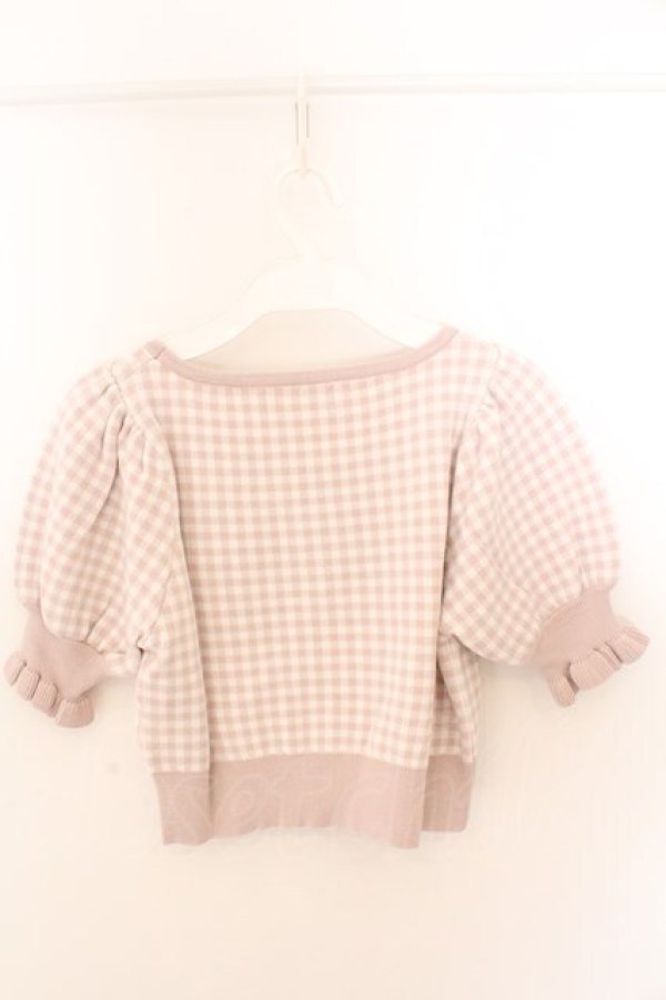 画像2: pium / ハートボタンギンガムニットトップス F ピンク O-26-02-12-1010-0-TO-OW-OS (2)