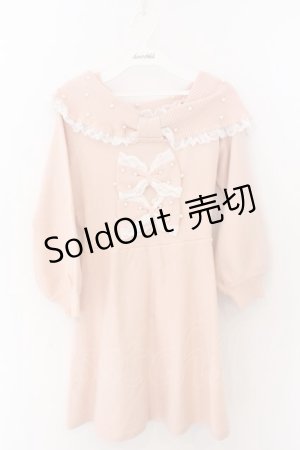画像: Ank Rouge / パールリボンオフショルニットワンピース M ピンク（サーモン寄り） O-26-02-12-1012-CA-OP-OW-OS