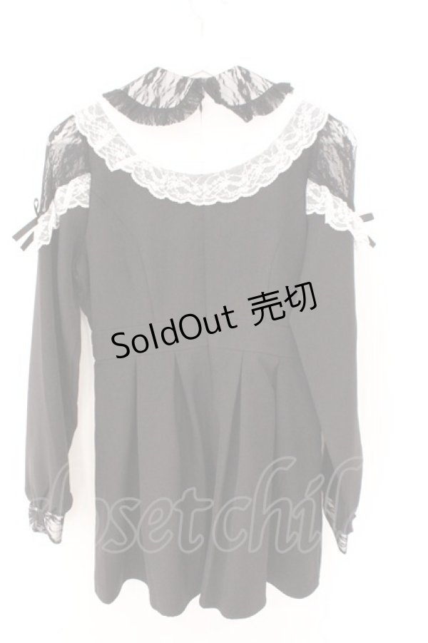 画像2: DearMyLove / 袖レース切替ヨークフリルワンピース M クロ×シロ O-26-02-12-1015-EL-OP-OW-OS (2)