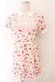 画像1: Nile Perch / ヨーク切り替えいちご柄ワンピース  シロ×ピンク O-26-02-12-1016-LO-OP-OW-OS (1)
