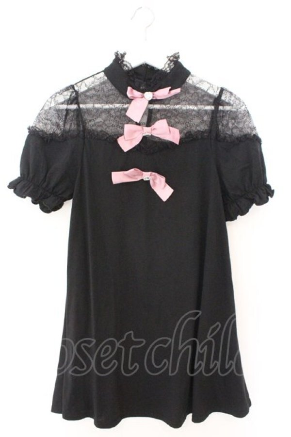 画像1: Ank Rouge / レース切り替えカットワンピース M クロ O-26-02-12-1019-CA-OP-OW-OS (1)