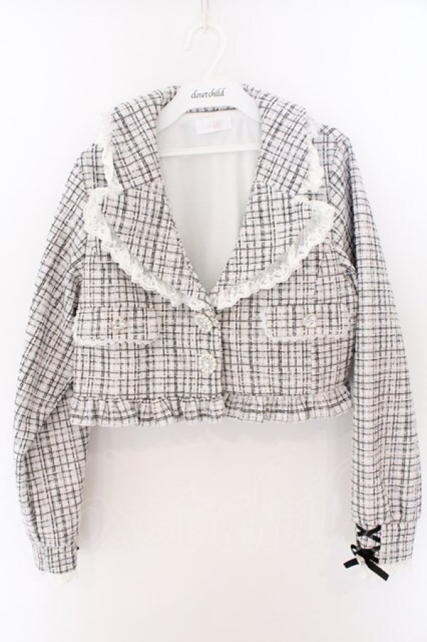 画像1: DearMyLove / キラキラビジューツイードジャケット M クリーム（シロ寄り） O-26-02-12-1002-EL-JA-OW-OS (1)