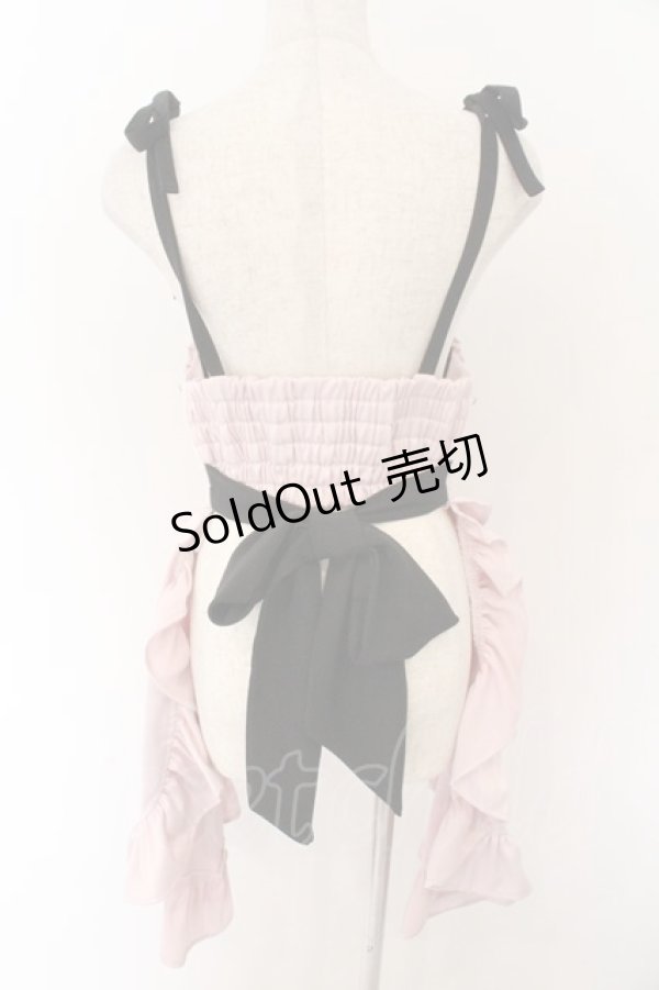 画像2: AVENCHUMU / Zip heart ＆ chain ruffle gilet　ジレ F ピンク×クロ O-26-02-12-1021-LO-TO-OW-OS (2)
