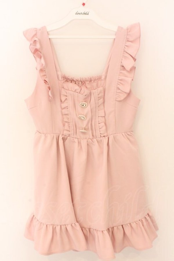 画像1: DearMyLove / 3連ビジューハートエプロンジャンスカ M ピンク O-26-02-12-1022-EL-OP-OW-OS (1)