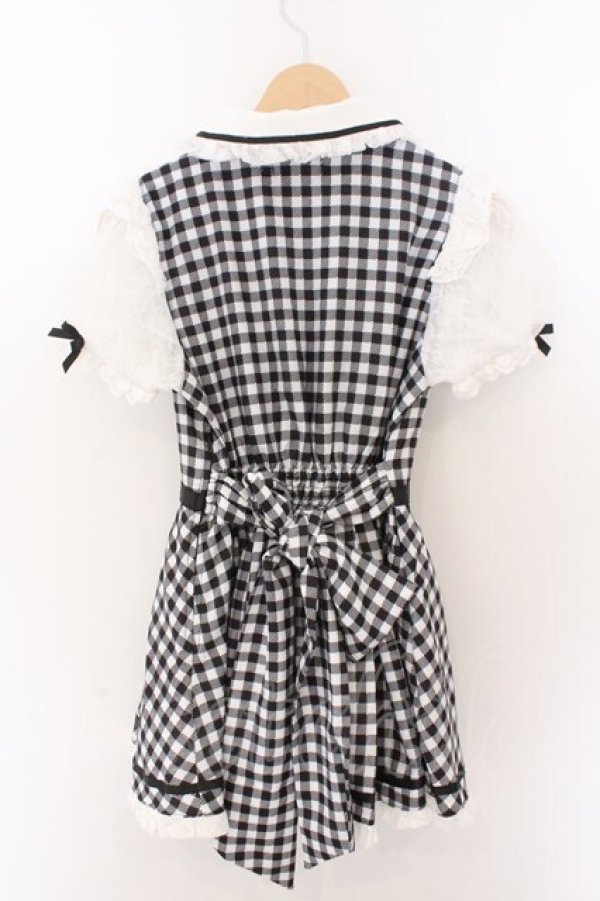 画像2: LIZ LISA / 3つリボンギンガムヨークセットアップ 0 クロ O-26-02-12-1023-LO-OP-OW-OS (2)