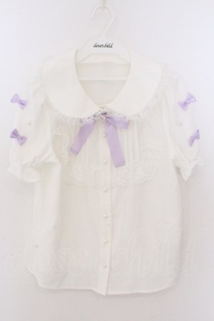 画像: Ank Rouge / 推し活リボンブラウス M シロ×パープル O-26-02-12-1028-CA-BL-OW-OS