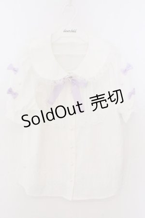 画像: Ank Rouge / 推し活リボンブラウス M シロ×パープル O-26-02-12-1028-CA-BL-OW-OS