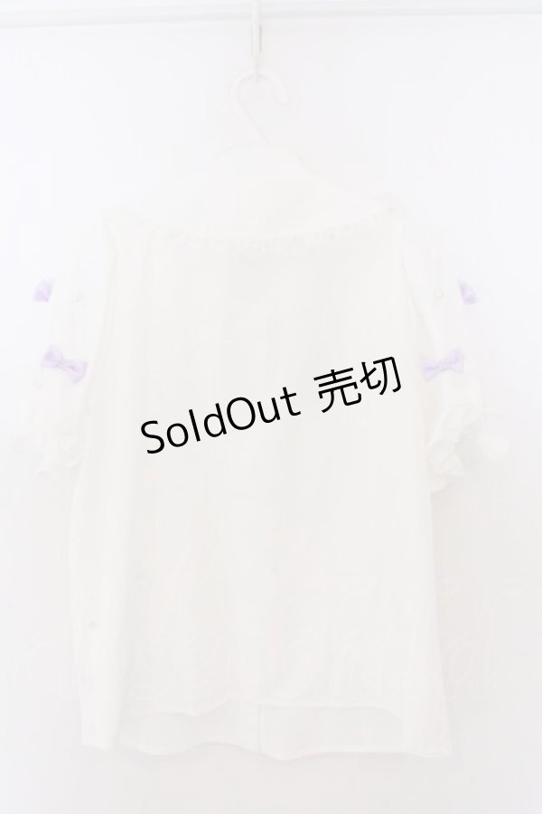 画像2: Ank Rouge / 推し活リボンブラウス M シロ×パープル O-26-02-12-1028-CA-BL-OW-OS (2)