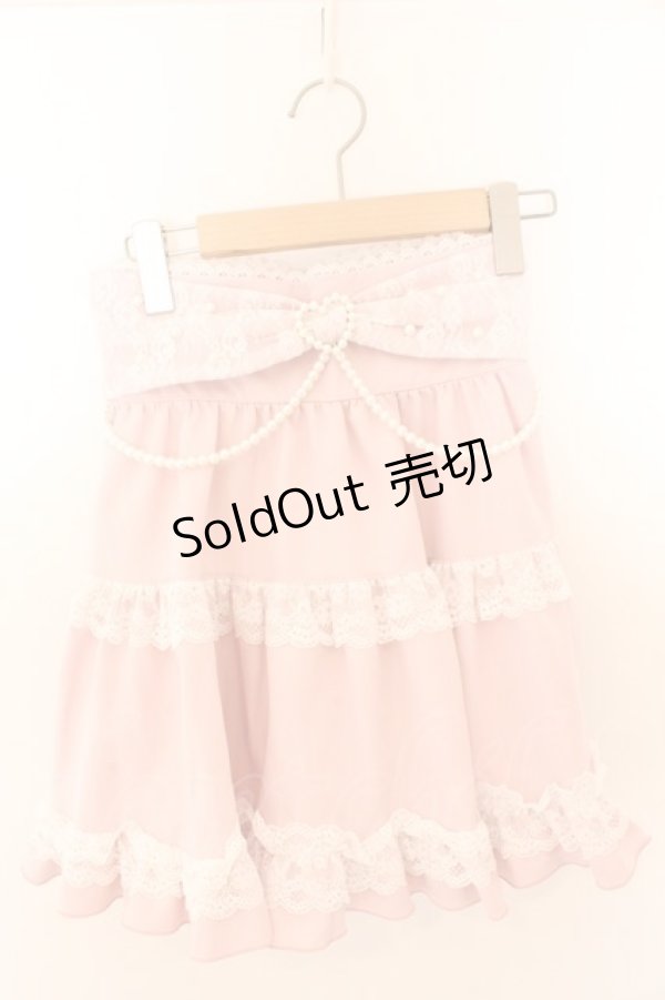 画像1: DearMyLove / リボンパールチェーンレースフリルスカート S ベビーピンク O-26-02-12-1032-EL-SK-OW-OS (1)