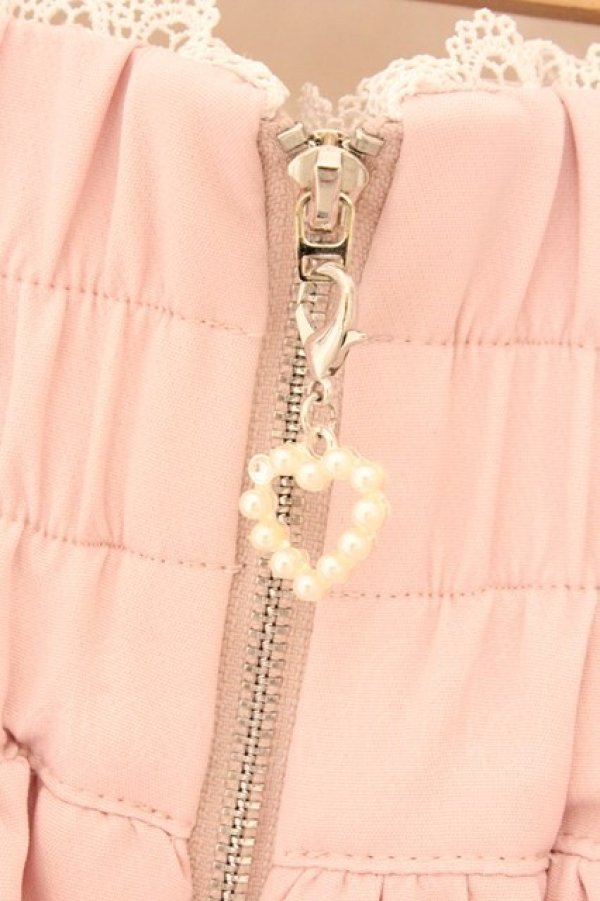 画像2: DearMyLove / リボンパールチェーンレースフリルスカート S ベビーピンク O-26-02-12-1032-EL-SK-OW-OS (2)