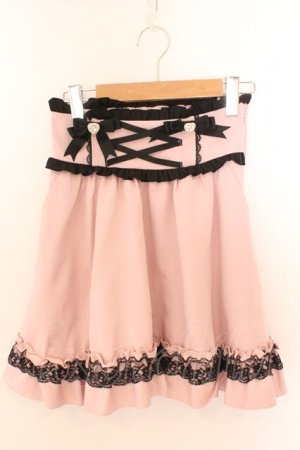 画像: DearMyLove / ハートビジューリボンレースアップフリルスカート S ピンク O-26-02-12-1037-EL-SK-OW-OS