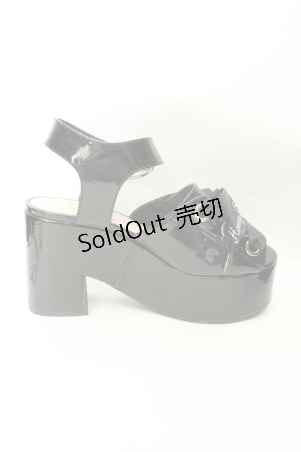 画像4: Honey Cinnamon / レースアップエナメルサンダル M クロ O-26-02-12-006-LO-SH-OW-ZTK036 (4)