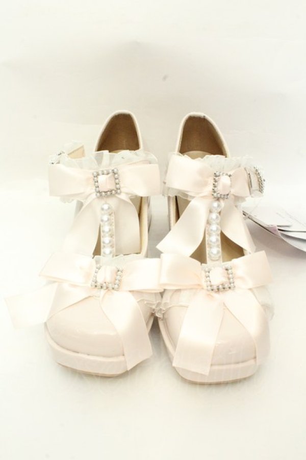 画像1: Lovely Tency / MAフリルリボンパンプス M ピンク O-26-02-12-007-GO-SH-OW-OS (1)