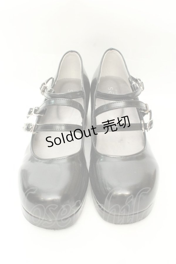 画像1: axes femme / 3連ストラップおでこパンプス L クロ O-26-02-12-008-AX-SH-OW-ZT0216Q (1)