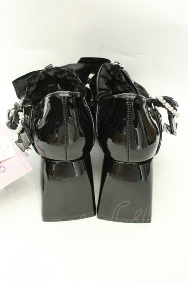 画像3: Lovely Tency / MAフリルリボンパンプス M クロ O-26-02-12-009-GO-SH-OW-OS (3)