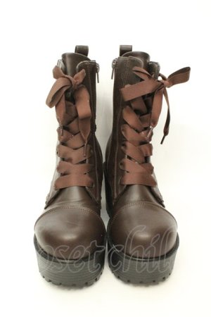 画像: axes femme POETIQUE / レースアップミドルブーツ M ブラウン O-26-02-12-013-AX-SH-OW-OS