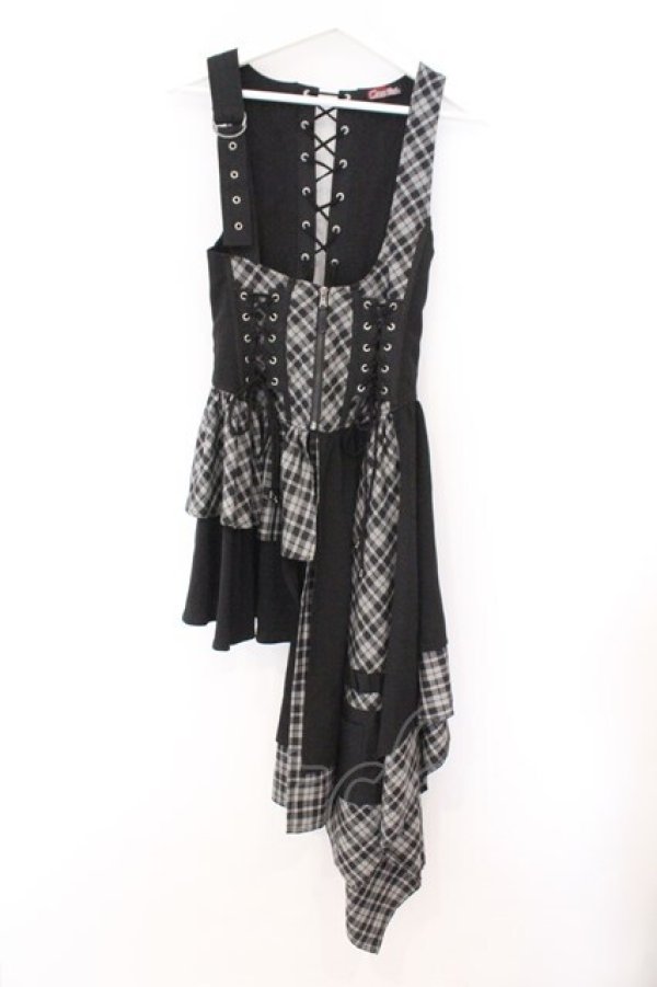 画像1: Qutie Frash / タータンチェックコルセットベスト  ブラック O-26-02-14-035-QU-JA-OW-OS (1)