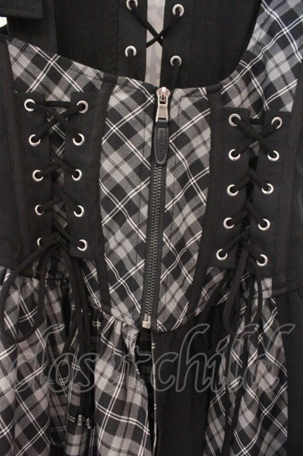 画像2: Qutie Frash / タータンチェックコルセットベスト  ブラック O-26-02-14-035-QU-JA-OW-OS (2)