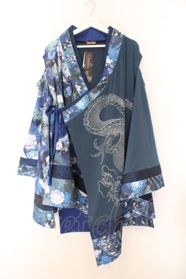 画像1: Qutie Frash / 肩あき着物カーデ  ブルー O-26-02-14-036-QU-TO-OW-OS (1)