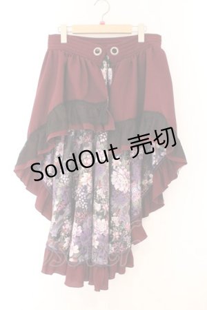 画像: Qutie Frash / 和柄ラップスカート  ボルドー×パープル O-26-02-14-037-QU-TO-OW-OS