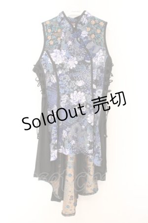 画像: Qutie Frash / 和柄チャイナワンピ  ブルー O-26-02-14-043-QU-OP-OW-OS
