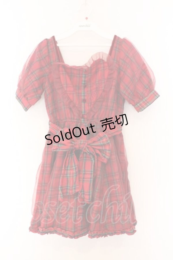 画像1: LIZ LISA / ハートチェックワンピース 0 アカ O-26-02-14-049-LO-OP-OW-OS (1)