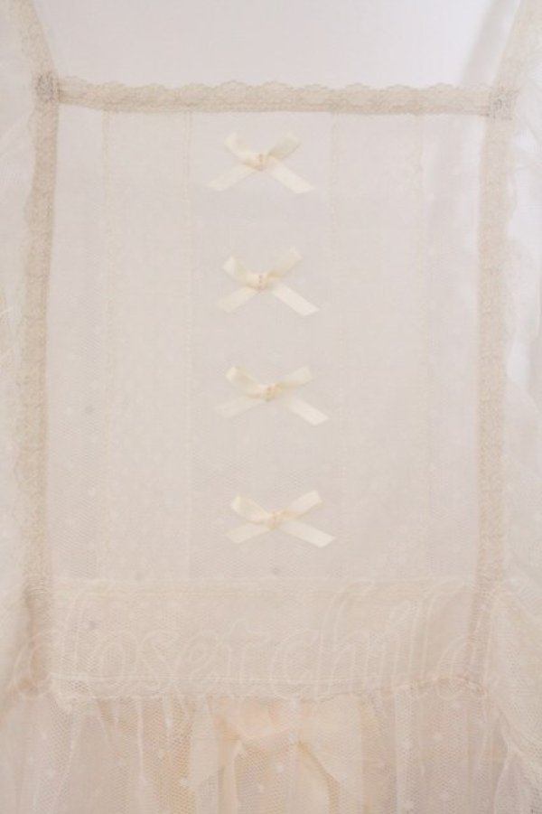 画像2: m petit by misako / ドットチュールエプロン S アイボリー O-26-02-14-051-LO-OP-OW-OS (2)