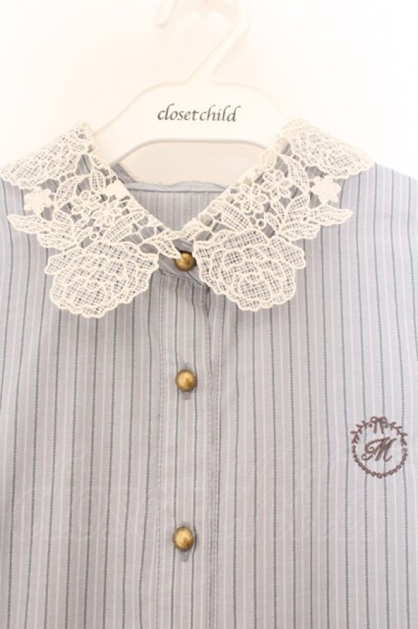 画像2: m petit by misako / ストライプワンピース S サックス O-26-02-14-054-LO-OP-OW-OS (2)