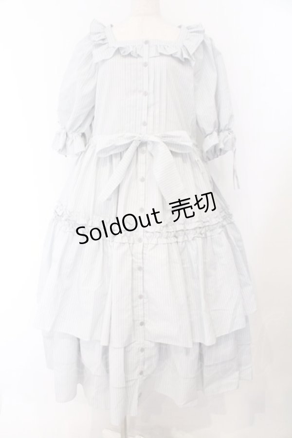 画像1: Physical Drop / 前釦ティアードワンピース  グレーストライプ O-26-02-14-060-LO-OP-OW-OS (1)
