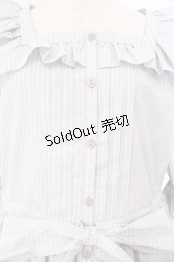 画像2: Physical Drop / 前釦ティアードワンピース  グレーストライプ O-26-02-14-060-LO-OP-OW-OS (2)