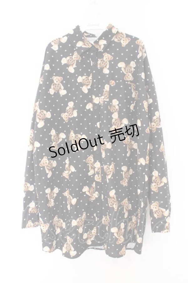 画像1: Ank Rouge / ハートドットBearBigシャツ M クロ O-26-02-14-061-CA-BL-OW-OS (1)