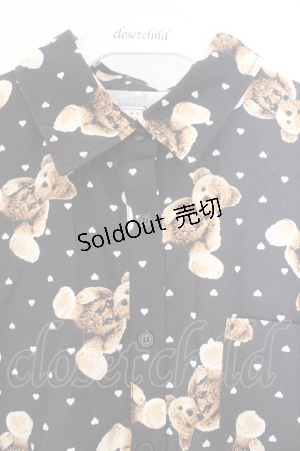 画像2: Ank Rouge / ハートドットBearBigシャツ M クロ O-26-02-14-061-CA-BL-OW-OS (2)
