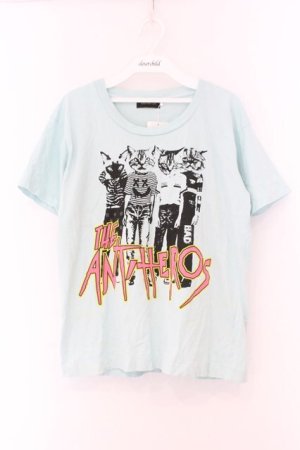 画像: WORLD WIDE LOVE！(Rydia) / 猫バンド風Tシャツ 1 ミントブルー O-26-02-14-062-PU-TO-OW-OS