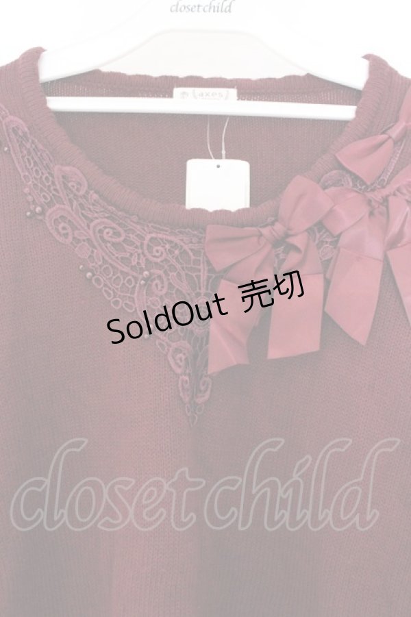 画像2: axes femme / アシメリボンデザインプルオーバー M ワイン O-26-02-14-066-AX-TO-OW-OS (2)