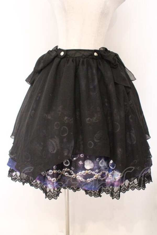 画像1: axes femme kawaii / ディープオーシャンリボンスカート M クロ O-26-02-14-070-AX-SK-OW-OS (1)