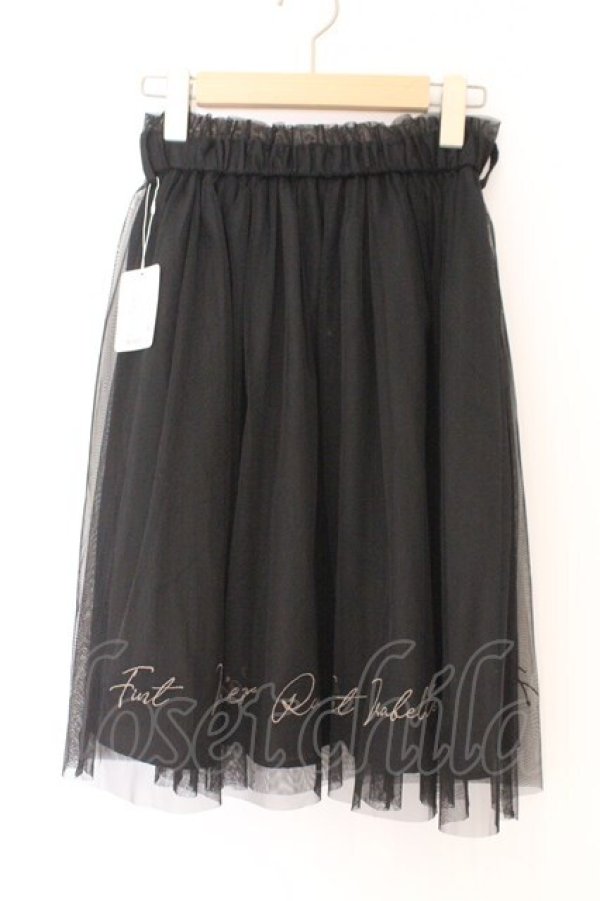 画像1: Fi.n.t / スケッチロゴ刺繍チュールスカート F クロ O-26-02-14-074-CA-SK-OW-OS (1)