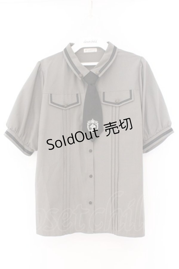 画像1: axes femme / ミリタリー風タイ付ブラウス M グリーン O-26-02-14-080-AX-BL-OW-OS (1)