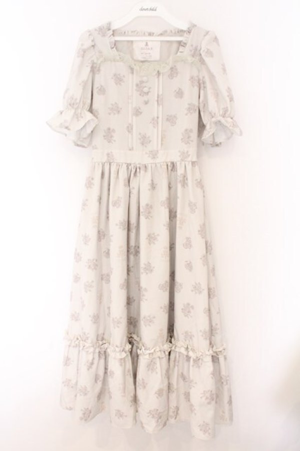 画像1: m petit by misako / NINA'S 花柄スクエアネックワンピース S アイボリー O-26-02-14-081-LO-OP-OW-OS (1)