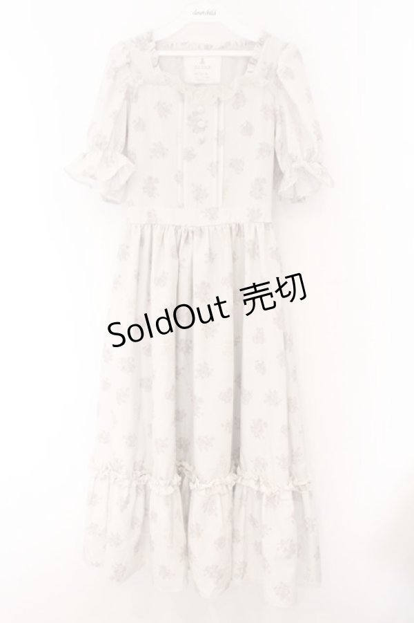 画像1: m petit by misako / NINA'S 花柄スクエアネックワンピース S アイボリー O-26-02-14-081-LO-OP-OW-ZT0225L (1)