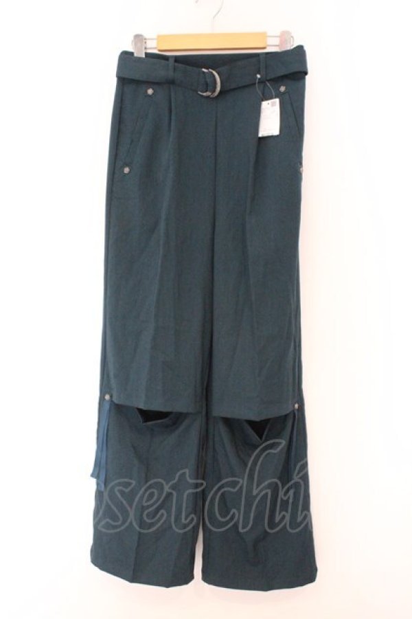 画像1: axes femme / ベルト付カットアウトパンツ F グリーン O-26-02-14-015-AX-PA-OW-OS (1)
