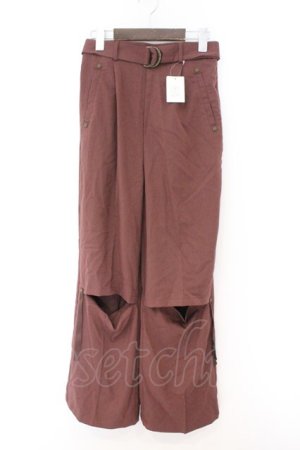 画像: axes femme / ベルト付カットアウトパンツ F ブラウン O-26-02-14-016-AX-PA-OW-OS