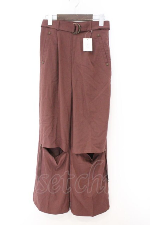 画像1: axes femme / ベルト付カットアウトパンツ F ブラウン O-26-02-14-016-AX-PA-OW-OS (1)