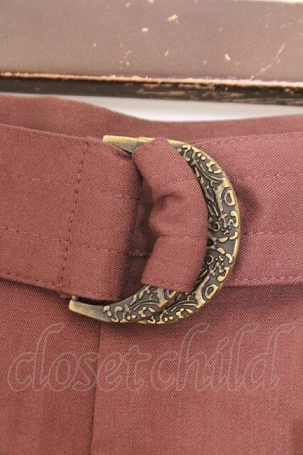 画像2: axes femme / ベルト付カットアウトパンツ F ブラウン O-26-02-14-016-AX-PA-OW-OS (2)