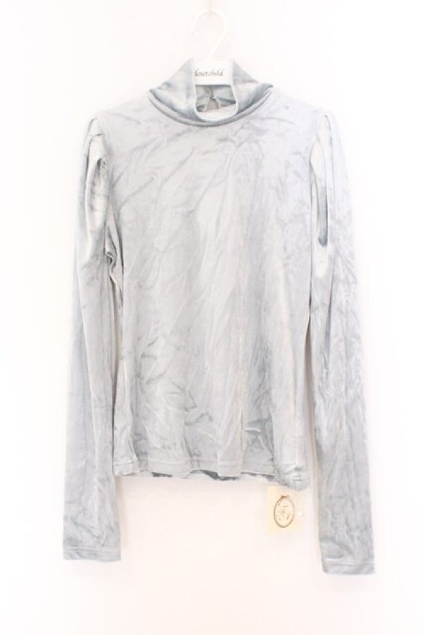 画像1: F i.n.t / ハイネックベロアパフスリーブトップス F サックス O-26-02-14-017-0-TO-OW-OS (1)