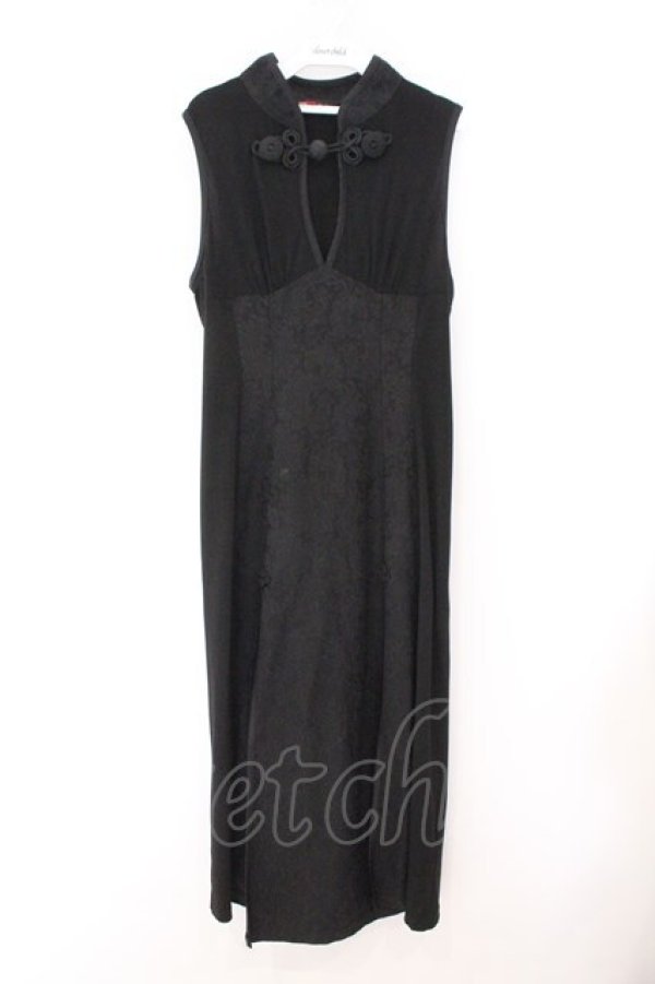 画像1: Qutie Frash / チャイナロングワンピ  ブラック O-26-02-14-023-QU-OP-OW-OS (1)