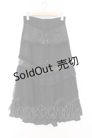 画像: Qutie Frash / 蜘蛛メッシュ切り替えスカート  ブラック O-26-02-14-025-QU-SK-OW-OS