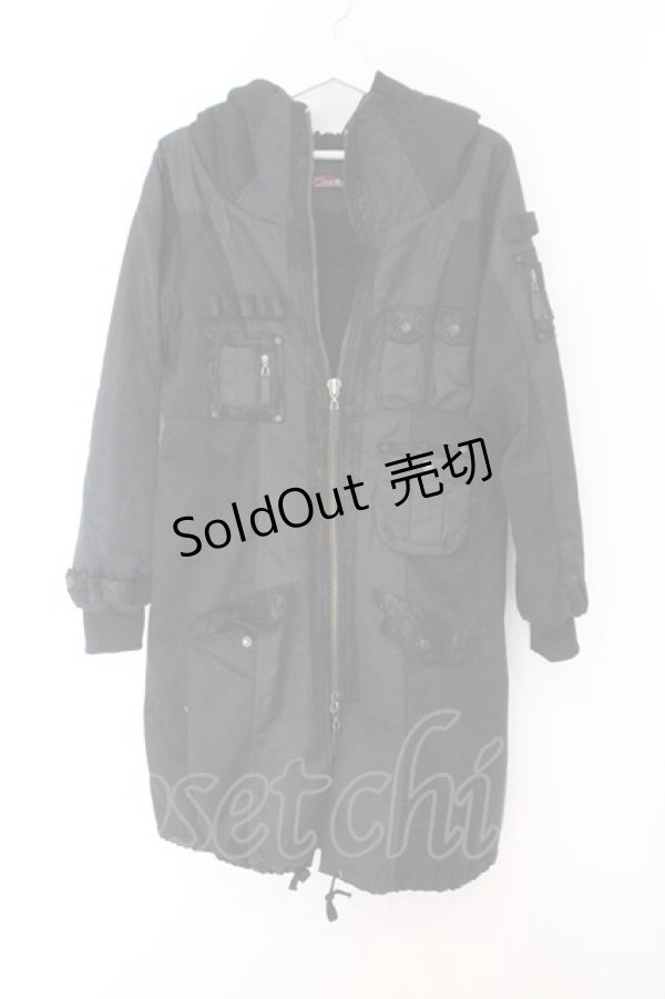 画像1: Qutie Frash / ミリタリーコート  ブラック O-26-02-14-027-QU-CO-OW-OS (1)