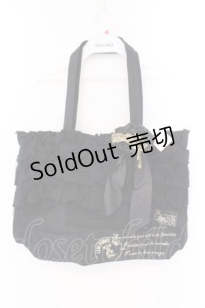 画像: axes femme / 切りっぱなしフリルトートバッグ  クロ O-26-02-16-001-AX-BG-OW-OS