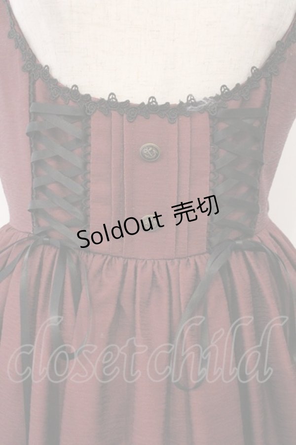 画像2: Forest Song / コルセット風ジャンパースカート  ワイン O-26-02-16-028-LO-OP-IG-OS (2)