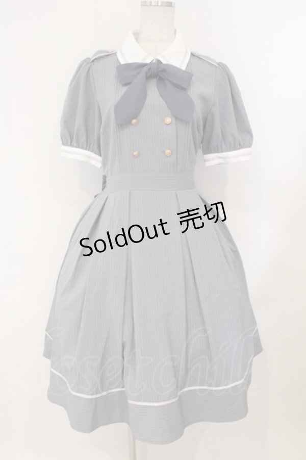 画像1: Amavel / ピンストライプシャツカラーワンピース F サックス O-26-02-16-031-CA-OP-IG-OS (1)